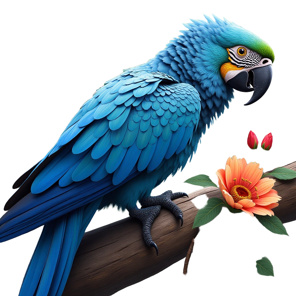 Blue Parrot on a Branch